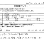 千葉県 市川市 / 30代 / 男性のお客様からいただいたお声