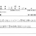 大阪府 八尾市 / 50代 / 男性のお客様からいただいたお声