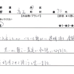 大阪府 高石市 / 70代 / 男性のお客様からいただいたお声