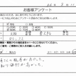 大阪府東大阪市 / 60代 / 男性のお客様からいただいたお声