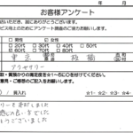 東京都板橋区 / 60代 / 女性のお客様からいただいたお声