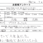 大阪府 大阪市 / 50代 / 男性のお客様からいただいたお声