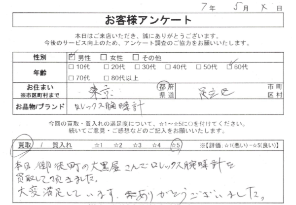 東京都 足立区 60代 男性のお客様の声