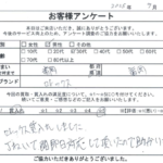 福岡県 福岡市 / 30代 / 男性のお客様からいただいたお声