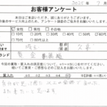 埼玉県 久喜市 / 60代 / 女性のお客様からいただいたお声